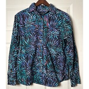PETE HUNTINGTON Long Sleeve Shirt Mens Size M Leaf Print Hand Dyed Button Front